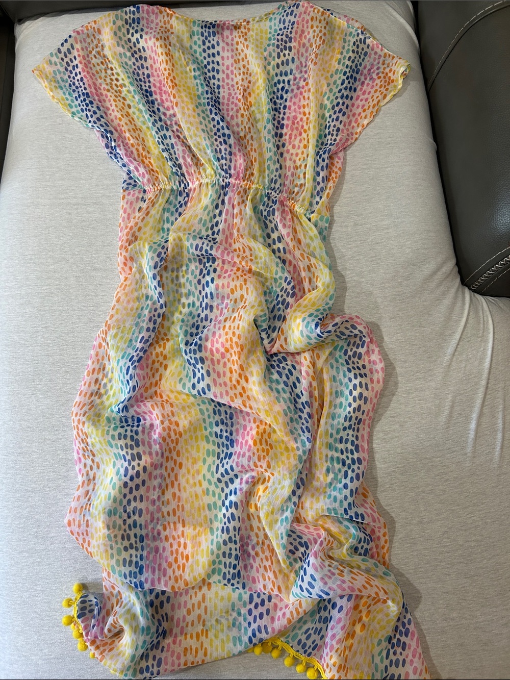 America & Beyond Rainbow Stripe/Cheetah Swim Cover-Up Maxi Sz S - Picture 6 of 6